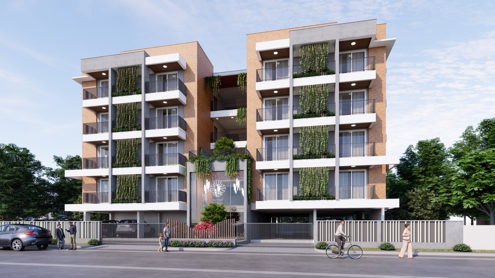 Siena Terra street-facing elevation, daytime
